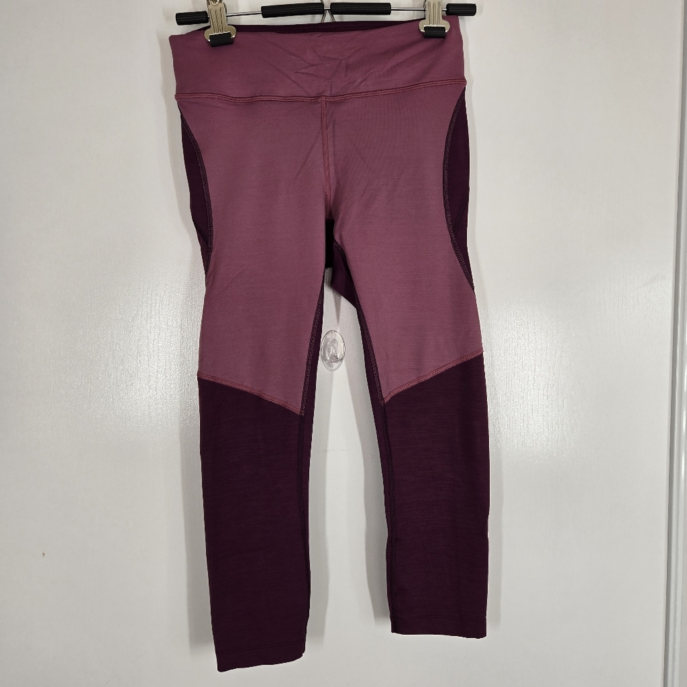 Outdoor Voices Leggings Move Free 3/4 TechSweat MediunColorblock Purple Plum Gym